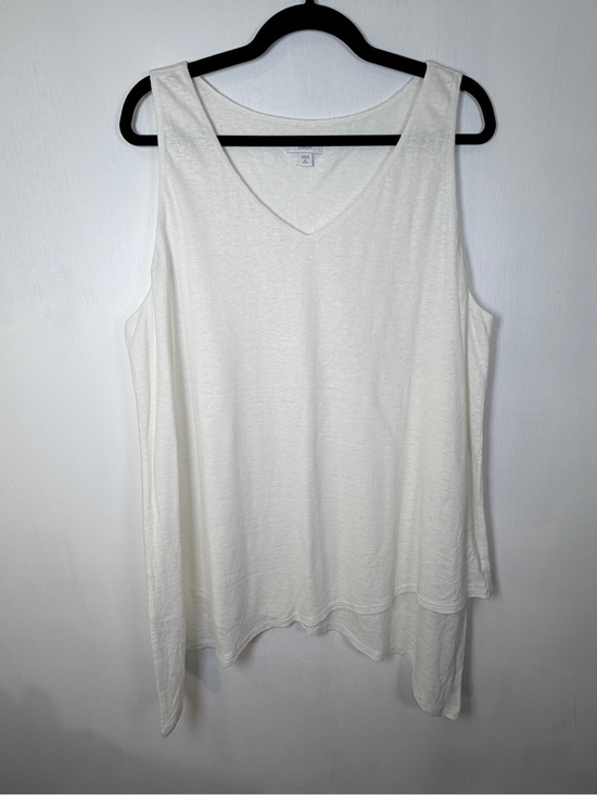 Pure Jill Tops - Pure Jill J.‎ Jill Sleeveless V-Neck White Linen Rayon Blend Tank Top Sz XLP